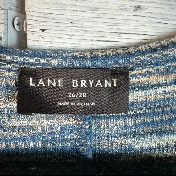 Lane Bryant pullover sweater keyhole blue tan mobwife bikercore  plus size - Picture 4 of 9